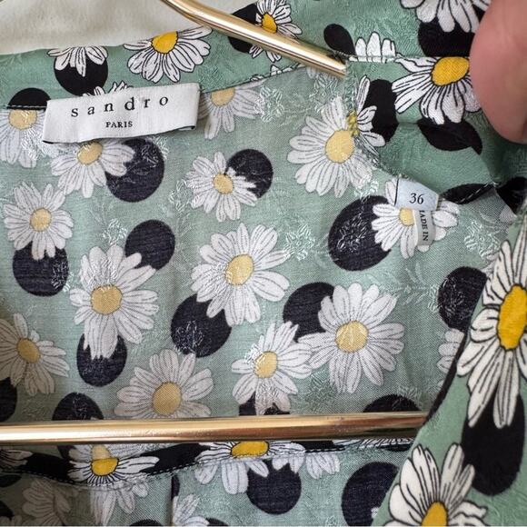 Sandro Divine Green Daisy Polkadot Playsuit Romper 36 / 2-4 / S - Picture 13 of 14